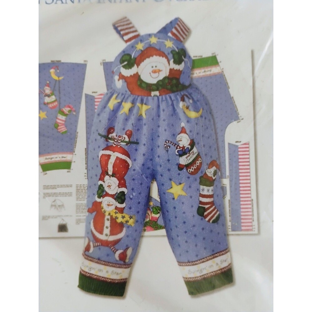 Daisy Kingdom Dress Infant Overalls 6-24 Mth Santa With Fabric